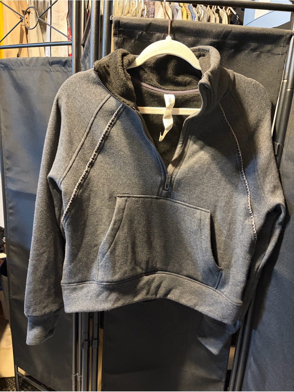 Charcoal Half-Zip Fleece Pullover Sweater